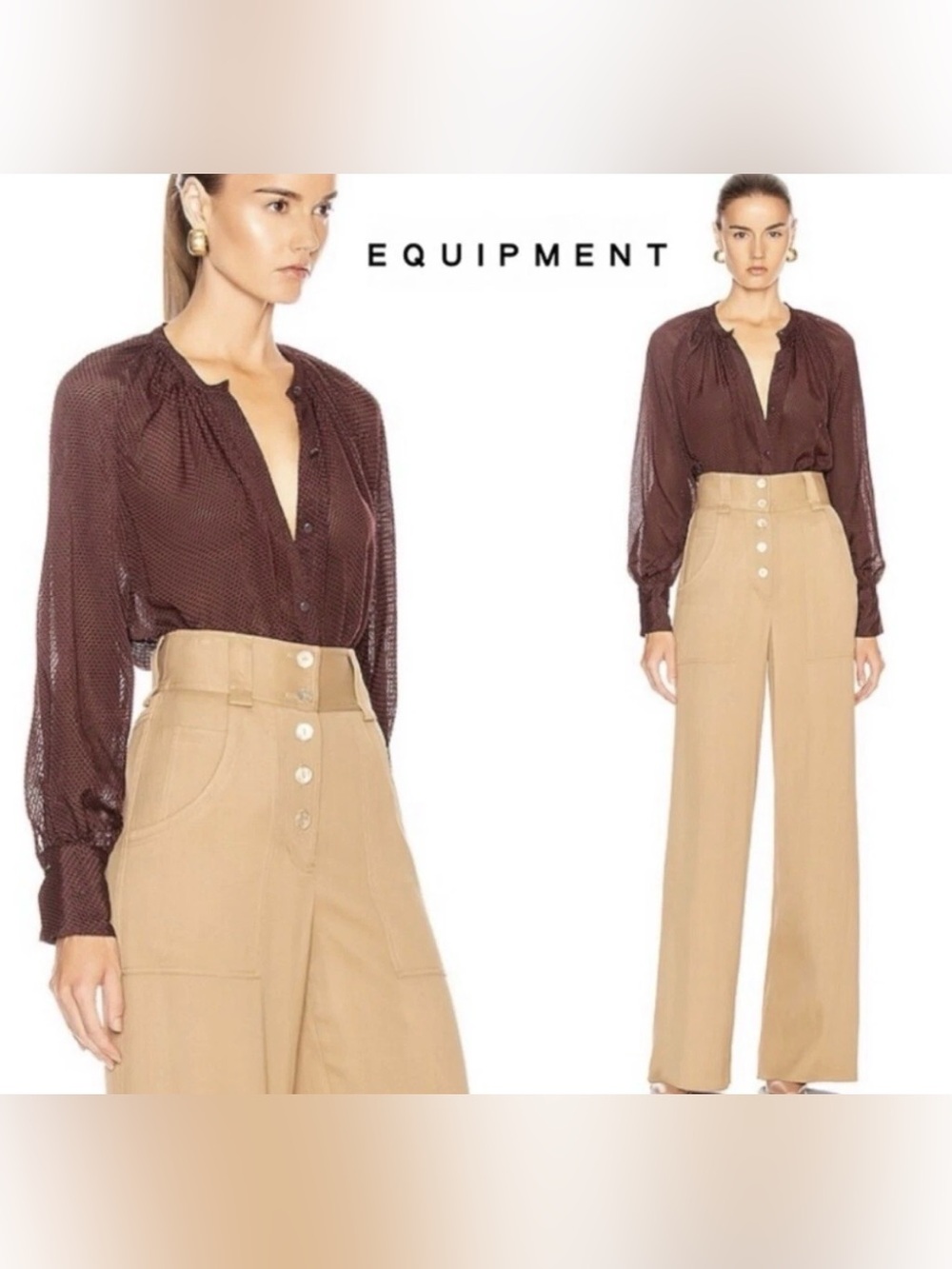 Equipment femme silk blend maroon button up blouse small